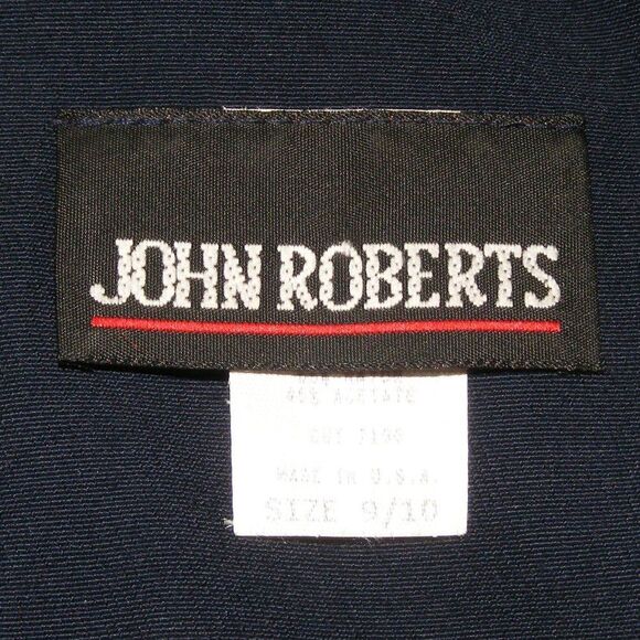 Vintage Dress, 9/10, Statement Collar, Navy/White trim, Long sleeve JOHN ROBERTS - Picture 11 of 12